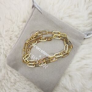 NEW Loren Stewart Double Wrap Chain Link Toggle Bracelet Gold Plated